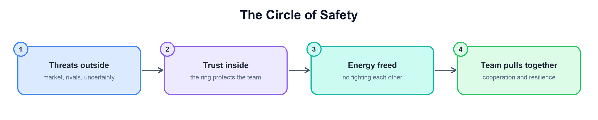 The Circle of Safety: threats outside, trust inside, energy freed, team pulls together